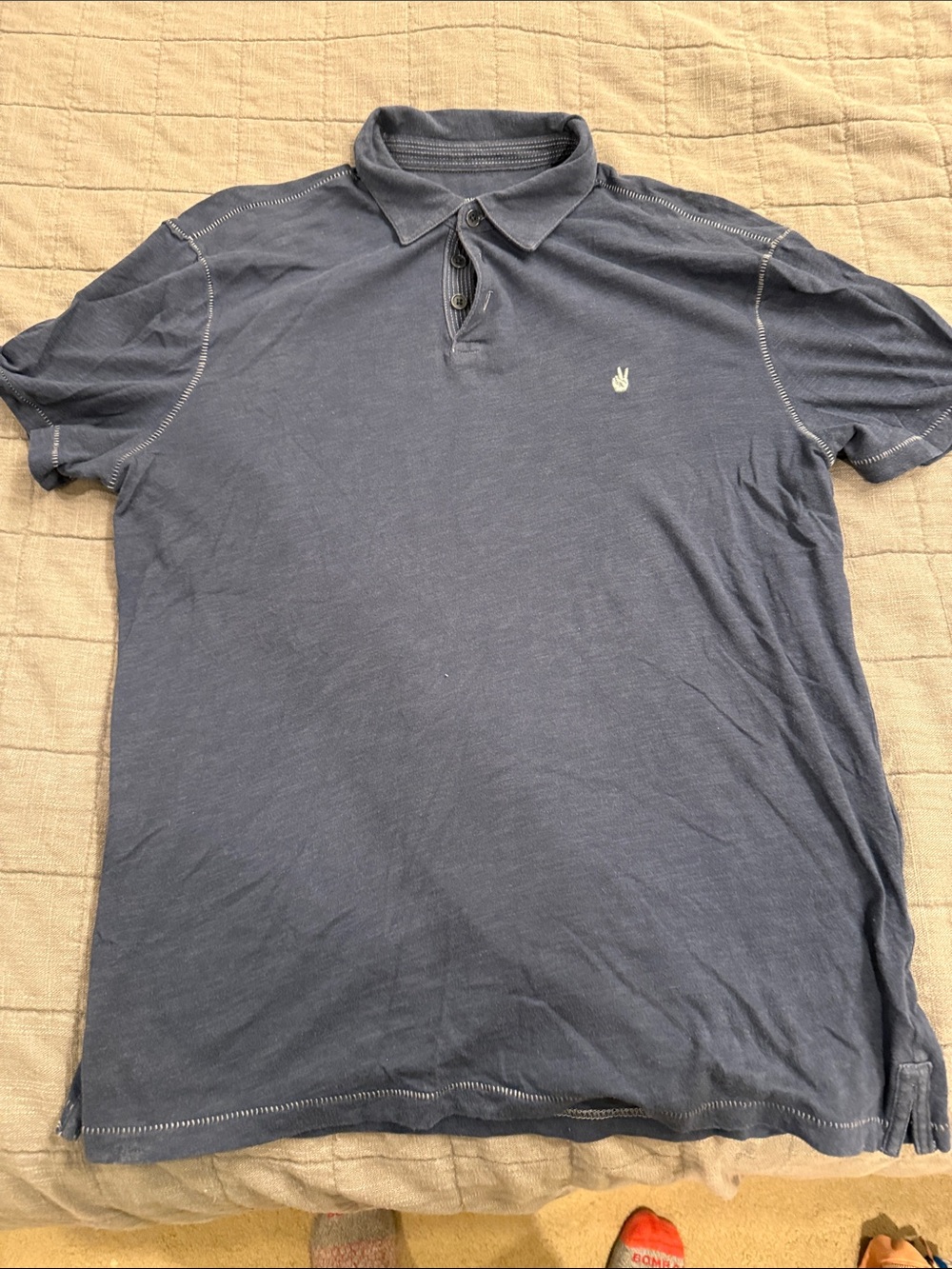 John Varvatos Navy Short Sleeve Polo with Small Chest Emblem